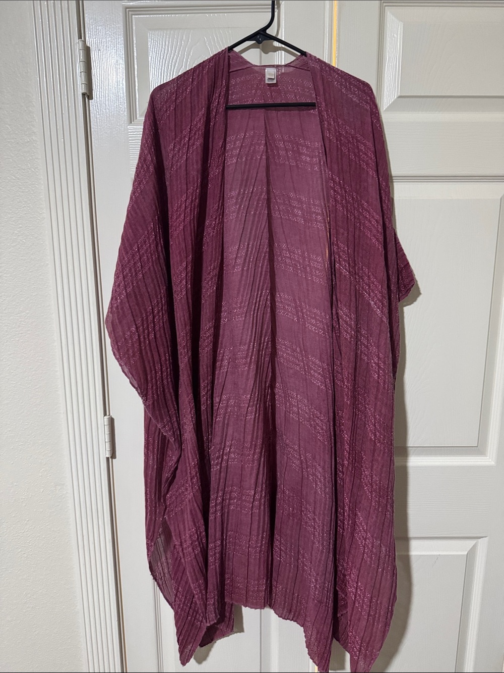 Women's Open Front Draped Kimono Cardigan - Plum